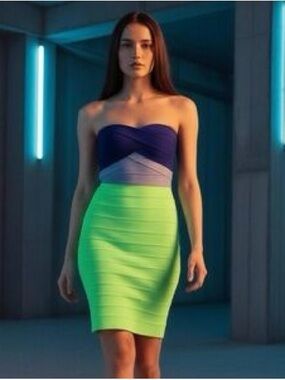 Pleasure Doing Business Color Block bandage dress